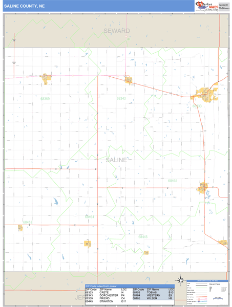 Saline County, Nebraska Zip Code Wall Map Market Maps (IDI)