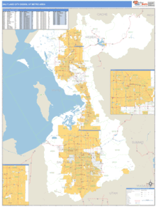 Salt Lake City-Ogden, Utah Metro Area Wall Map