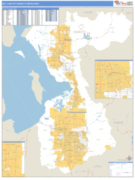 Salt Lake City-Ogden, Utah Metro Area Wall Map Market Maps (IDI)