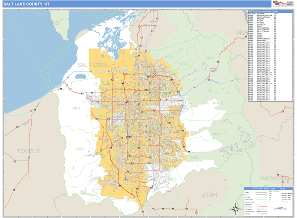 Salt County, Utah Zip Code Wall Map Market Maps (IDI)