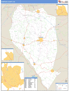 Sampson County, North Carolina Zip Code Wall Map