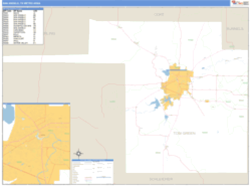 San Angelo, Texas Metro Area Wall Map Market Maps (IDI)