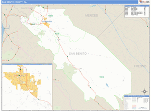 San Benito County, California Zip Code Wall Map
