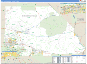 San Bernardino County, California Zip Code Wall Map