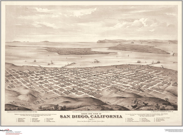 San Diego Antique Wall Map Maps.com