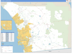 San Diego, California Metro Area Wall Map