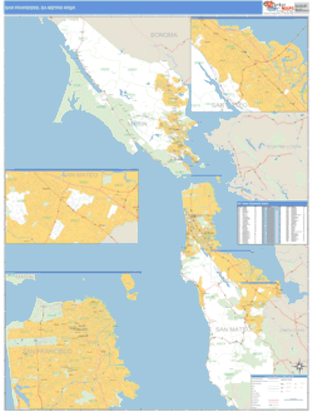 San Francisco, California Metro Area Wall Map Market Maps (IDI)