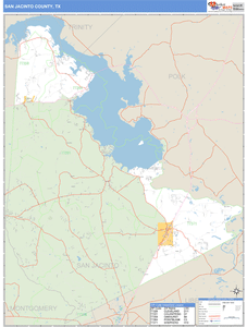 San Jacinto County, Texas Zip Code Wall Map