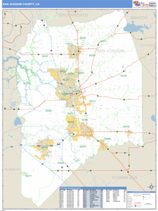 San Joaquin County, California Zip Code Wall Map