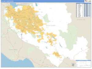 San Jose, California Metro Area Wall Map