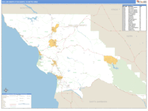 San Luis Obispo-Atascadero-Paso Robles, California Metro Area Wall Map