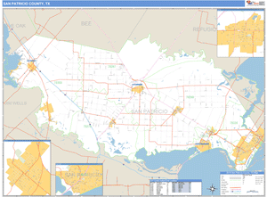 San Patricio County, Texas Zip Code Wall Map