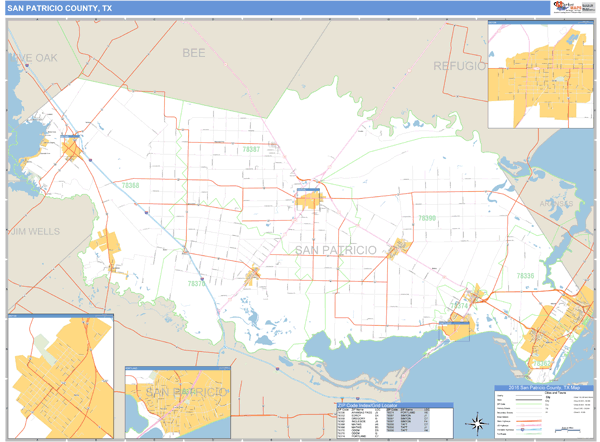 San Patricio County, Texas Zip Code Wall Map Market Maps (IDI)