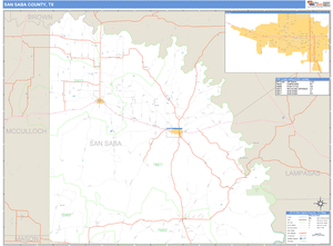San Saba County, Texas Zip Code Wall Map