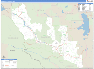 Sanders County, Montana Zip Code Wall Map