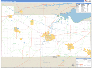 Sandusky County, Ohio Zip Code Wall Map