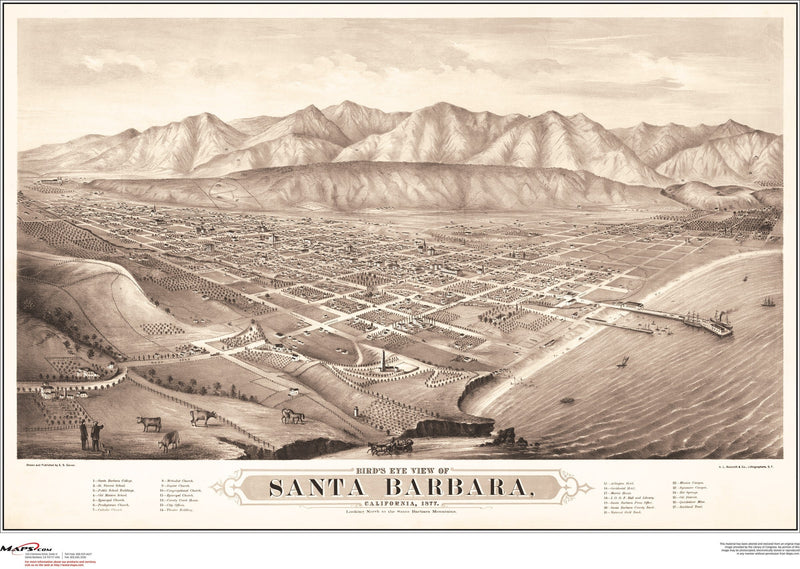 Santa Barbara Antique Wall Map Maps.com