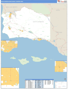 Santa Barbara-Santa Maria-Lompoc, California Metro Area Wall Map