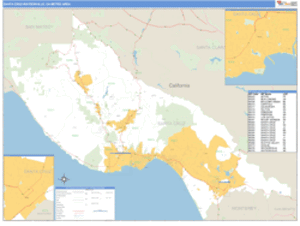 Santa Cruz-Watsonville, California Metro Area Wall Map
