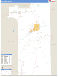 Santa Fe, New Mexico Metro Area Wall Map