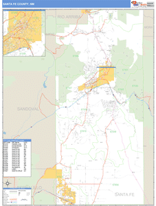 Santa Fe County, New Mexico Zip Code Wall Map