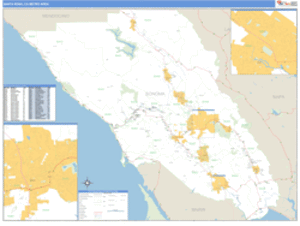 Santa Rosa, California Metro Area Wall Map