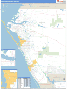 Sarasota-Bradenton, Florida Metro Area Wall Map