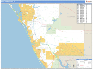 Sarasota County, Florida Zip Code Wall Map