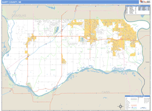 Sarpy County, Nebraska Zip Code Wall Map