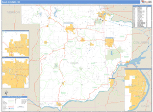 Sauk County, Wisconsin Zip Code Wall Map