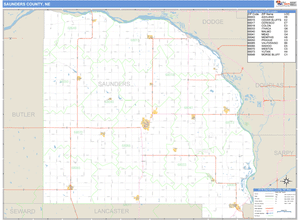 Saunders County, Nebraska Zip Code Wall Map