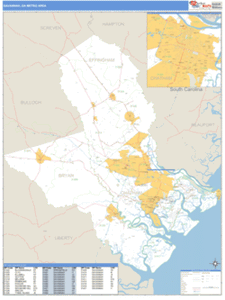 Savannah, Georgia Metro Area Wall Map