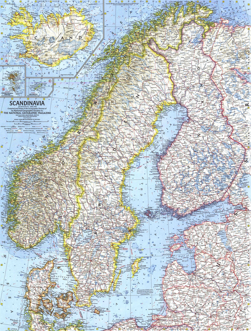 Scandinavia Map 1963 Maps.com