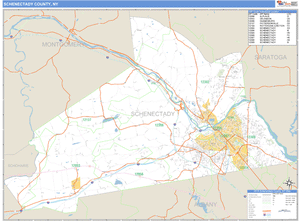 Schenectady County, New York Zip Code Wall Map