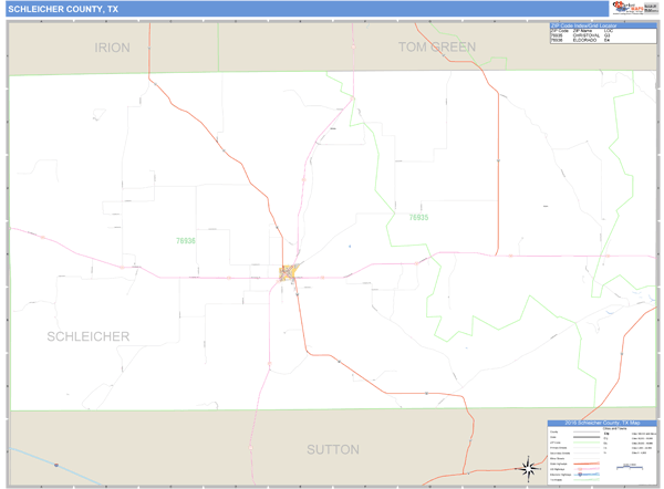 Schleicher County, Texas Zip Code Wall Map Market Maps (IDI)