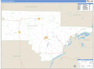 Schuyler County, Illinois Zip Code Wall Map