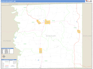 Schuyler County, Missouri Zip Code Wall Map