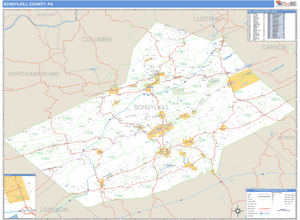 Schuylkill County, Pennsylvania Zip Code Wall Map