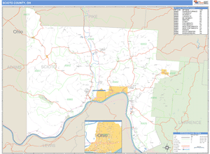 Scioto County, Ohio Zip Code Wall Map