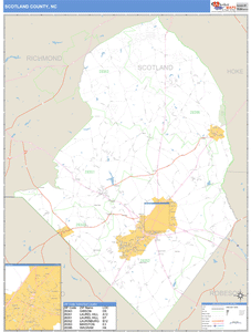 Scotland County, North Carolina Zip Code Wall Map