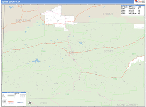 Scott County, Arkansas Zip Code Wall Map