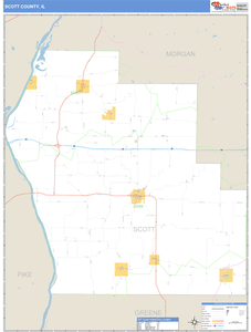 Scott County, Illinois Zip Code Wall Map