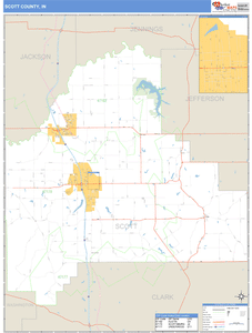 Scott County, Indiana Zip Code Wall Map