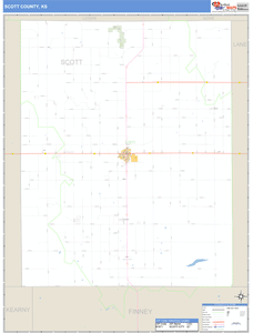 Scott County, Kansas Zip Code Wall Map