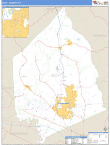 Scott County, Kentucky Zip Code Wall Map