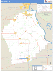 Scott County, Missouri Zip Code Wall Map
