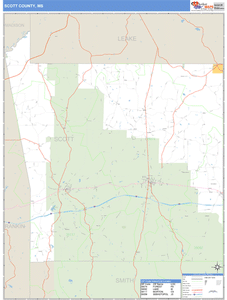 Scott County, Mississippi Zip Code Wall Map