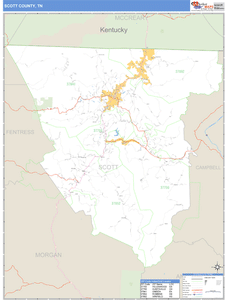 Scott County, Tennessee Zip Code Wall Map