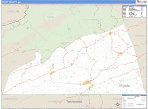 Scott County, Virginia Zip Code Wall Map