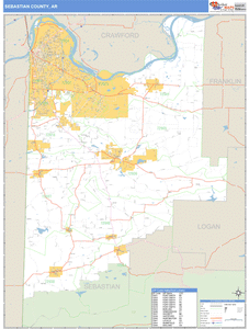 Sebastian County, Arkansas Zip Code Wall Map